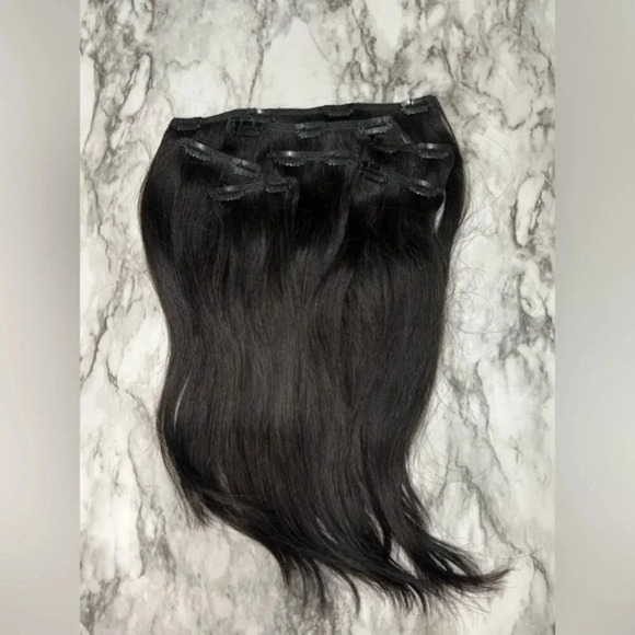 Other - 14 Inch 100% Human hair Black Clip in hair extensions.